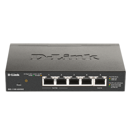 D-Link 5-Port Gigabit PoE Smart Managed Switch and PoE Extender DGS-1100-05PDV2 Web managed, Desktop
