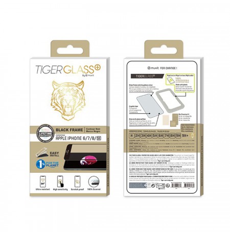 Apple iPhone 6/6S/7/8/SE Tiger 3D Screen Glass By Muvit Black