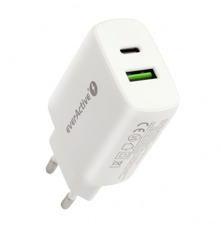 everActive SC-370Q wall charger with USB QC3.0 socket and USB-C PD PPS 25W