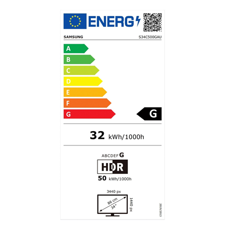 Samsung Monitor LS34C500GAUXEN 34 ", VA, 3440x1440, 21:9, 5 ms, 300 cd/m², Black, HDMI ports quantity 2