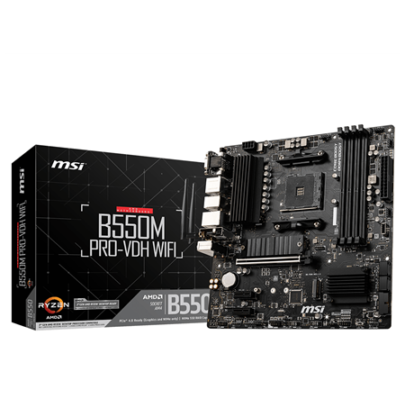 MSI B550M PRO-VDH WIFI Processor family AMD, Processor socket AM4, DDR4, Memory slots 4, Chipset AMD B, Micro ATX