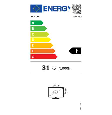Philips Monitor  346E2LAE 34 ", VA, WQHD, 3440 x 1440, 21:9, 4 ms, 300 cd/m², HDMI ports quantity 1, 100 Hz