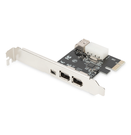 Digitus IEEE 1394a Interface Card, PCI express, 4 Port 1x ext. 1394mini, 2x ext./1x int. 1394a Ports DS-30201-5