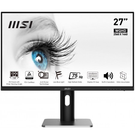 MSI PRO MP273QP computer monitor 68.6 cm (27") 2560 x 1440 pixels Wide Quad HD LED Black, Silver