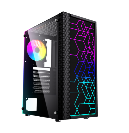 Gembird Fornax 2500 ARGB Gaming ATX computer case, Midi Tower, backlight,  Black