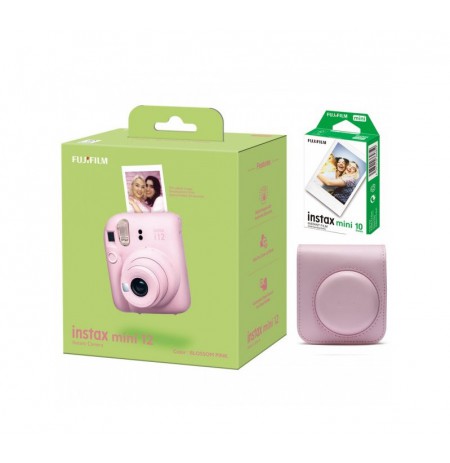 Momentinis fotoaparatas instax mini 12 BLOSSOM PINK+instax mini glossy (10pl)+originalus dėklas