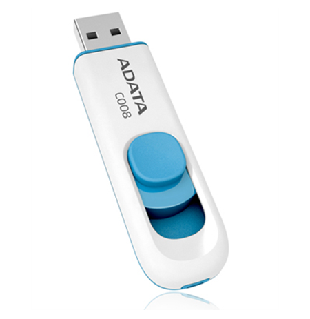 A-DATA Classic C008 32GB White+Blue USB 2.0 Flash Drive, Retail