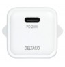 USB-C mini sieninis įkroviklis DELTACO 1x USB-C, PD 20 W, baltas / USBC-AC150