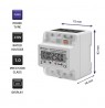 Qoltec 50900 Three phase electronic energy consumption meter | 230V | LCD | 4P | DIN rail
