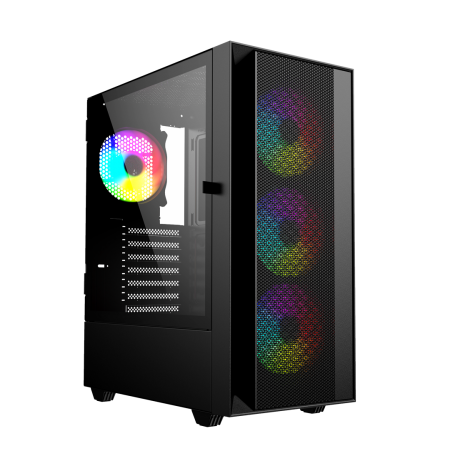 Gembird Fornax 4000 ARGB gaming ATX computer case, Midi Tower, backlight, Black