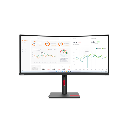 Lenovo ThinkVision T34w-30 34 3440x1440/21:9/350 nits/DP/HDMI/USB Type-C/Black/3Y Warranty