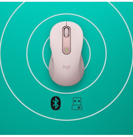 Pelė belaidė Logitech Signature M650 (910-006254) RF Wireless+Bluetooth Optical 2000 DPI, Rose