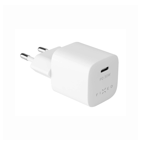 Fixed Mini USB-C Travel Charger Fast charging, White, 30 W