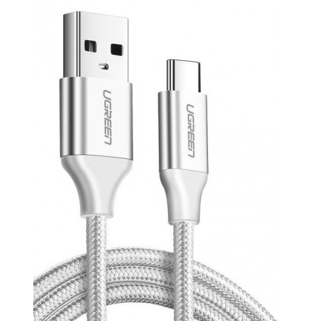 Nickel-plated USB-C cable QC3.0 UGREEN 0.25m (white)