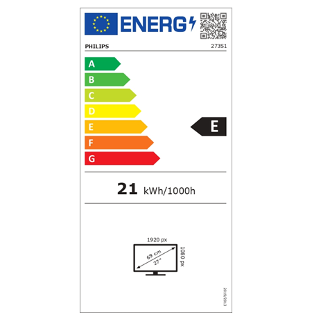 Philips LCD Monitor 273S1/00 27 ", IPS, FHD, 1920 x 1080, 16:9, 4 ms, 300 cd/m², HDMI ports quantity 1, 75 Hz