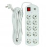 Buitinis ilgiklis 10m, 10 lizdų, 2x USB, su jungikliu