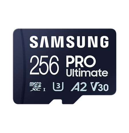 Samsung MicroSD Card PRO Ultimate 256 GB, microSDXC Memory Card, Flash memory class U3, V30, A2, SD adapter