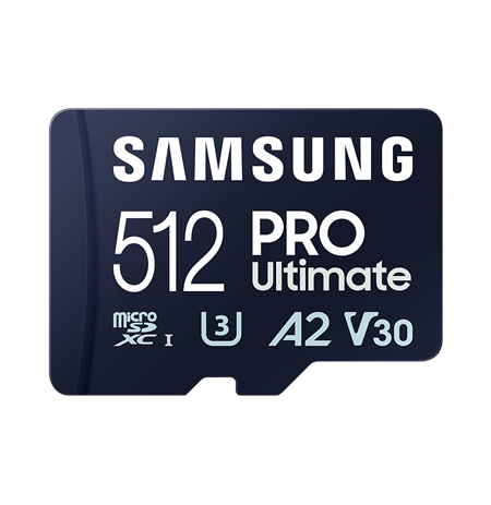 Samsung MicroSD Card PRO Ultimate 512 GB, microSDXC Memory Card, Flash memory class U3, V30, A2, SD adapter