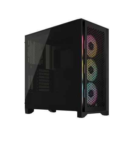 Corsair Tempered Glass PC Case iCUE 4000D RGB AIRFLOW Side window, Black,  Mid-Tower, Power supply included No