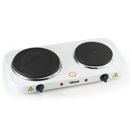 Tristar KP-6245 Hot plate, 2 thermostats, 2 burners, 5 adjustable settings, Heat resisting housing, 1500W&1100W, White