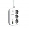 Tellur Smart WiFi Power Strip 3 Outlets, PD30W, QC18W, 2xUSB 2.4A 2500W 10A 2m