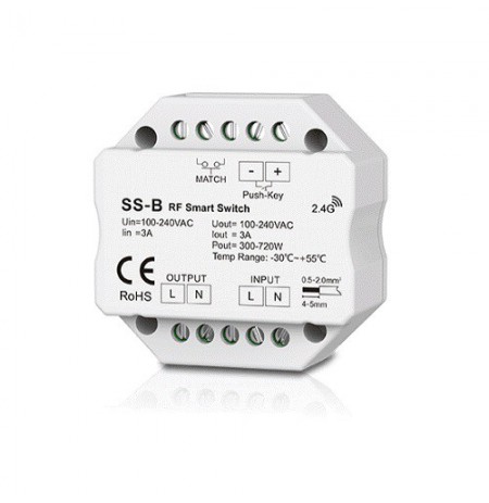 SS-B vieno kanalo 230V valdiklis be pritemdymo funkcijos + Push Key