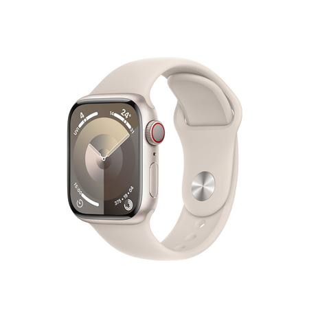 Apple Apple Watch Series 9 GPS + Cellular 41mm Starlight Aluminium Case with Starlight Sport Band - S/M Apple