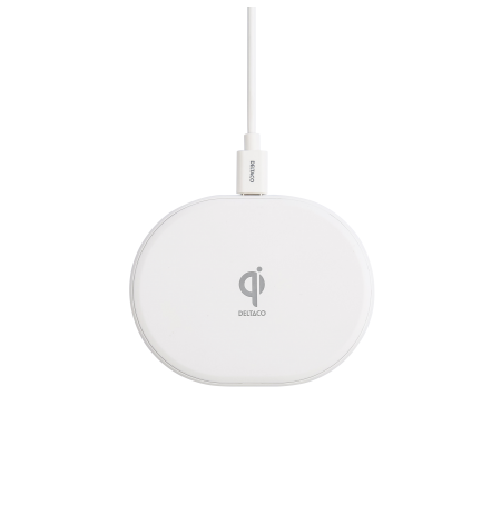 Bevielis kroviklis DELTACO, 10 W, USB-C, Qi, baltas QI-1039 / 1902335