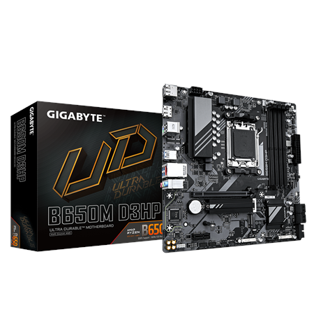 Gigabyte B650M D3HP Processor family AMD Processor socket AM5 DDR5 DIMM Memory slots 1 Supported hard disk drive interfaces SATA