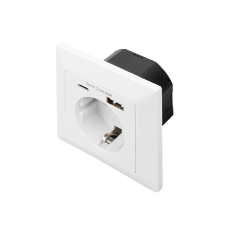 DIGITUS Safety Plug for Flush Mounting with 1 x USB Type-C, 1 x USB A Digitus