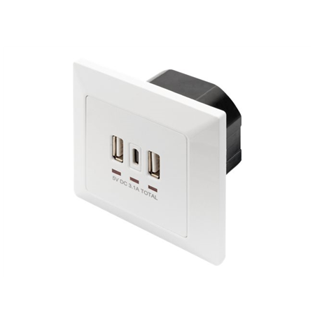 DIGITUS Socket with USB A & USB-C Ports, flush mounted Digitus