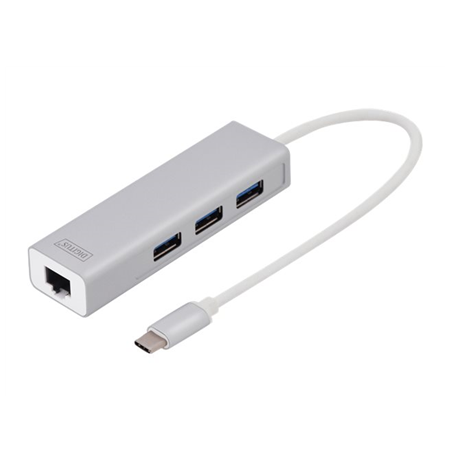 DIGITUS USB Type-C 3-Port Hub + Gigabit Ethernet Digitus