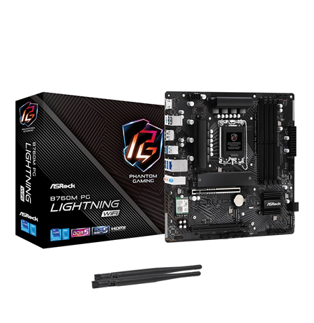 ASRock B760M PG LIGHTNING WIFI Processor family Intel Processor socket GA1700 DDR5 DIMM Supported hard disk drive interfaces SAT