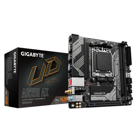 Gigabyte A620I AX 1.0 Processor family AMD Processor socket AM5 DDR5 DIMM Supported hard disk drive interfaces SATA
