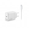 Travel Charger Type-C PD 20W+Lightning Cable 1m By Fonex White