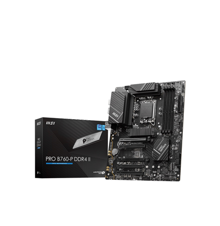 MSI PRO B760-P DDR4 II Processor family Intel Processor socket LGA1700 DDR4 Number of SATA connectors 4