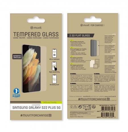 Samsung Galaxy S22+ Tempered Screen Glass By Muvit Transparent