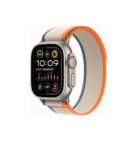 Apple Watch Ultra 2 GPS + Cellular, 49mm Titanium Case with Orange/Beige Trail Loop - S/M Apple